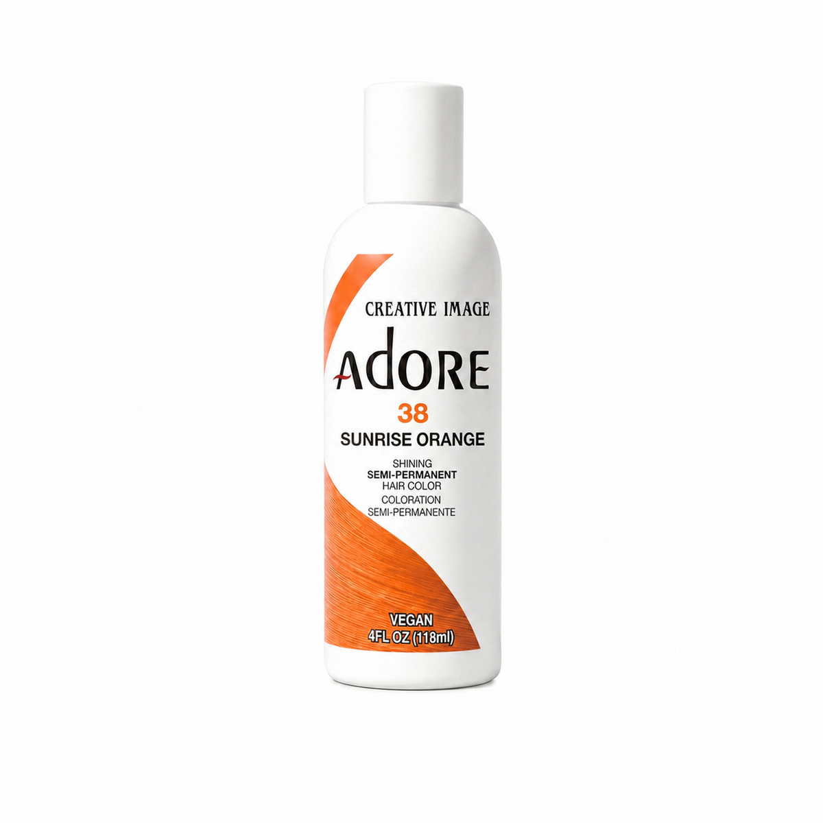 Adore Semi-Permanent Hair Color #38 Sunrise Orange semi-permanent hair color 4 fl oz on white background