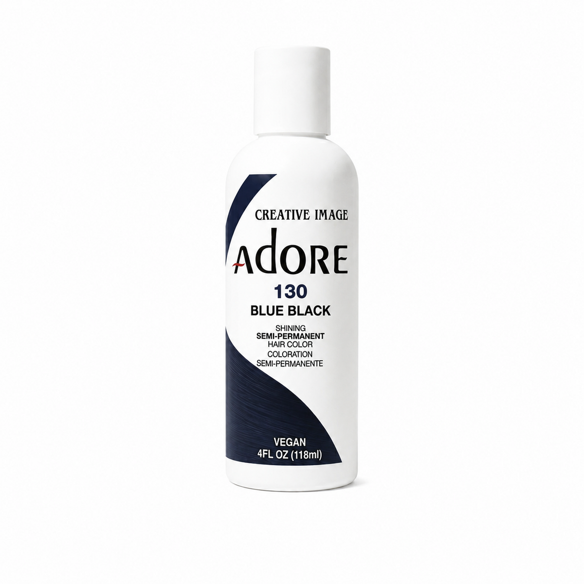 Adore Semi-Permanent Hair Color #130 Blue Black semi-permanent hair color 4 fl oz on white background