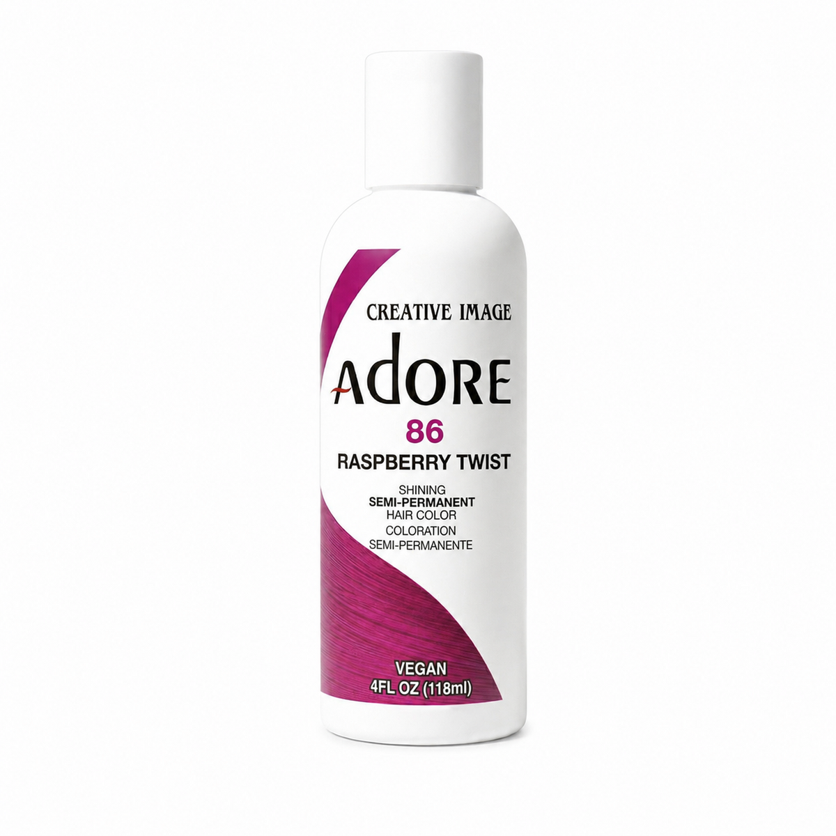 Adore Semi-Permanent Hair Color #86 Raspberry Twist semi-permanent hair color 4 fl oz on white background