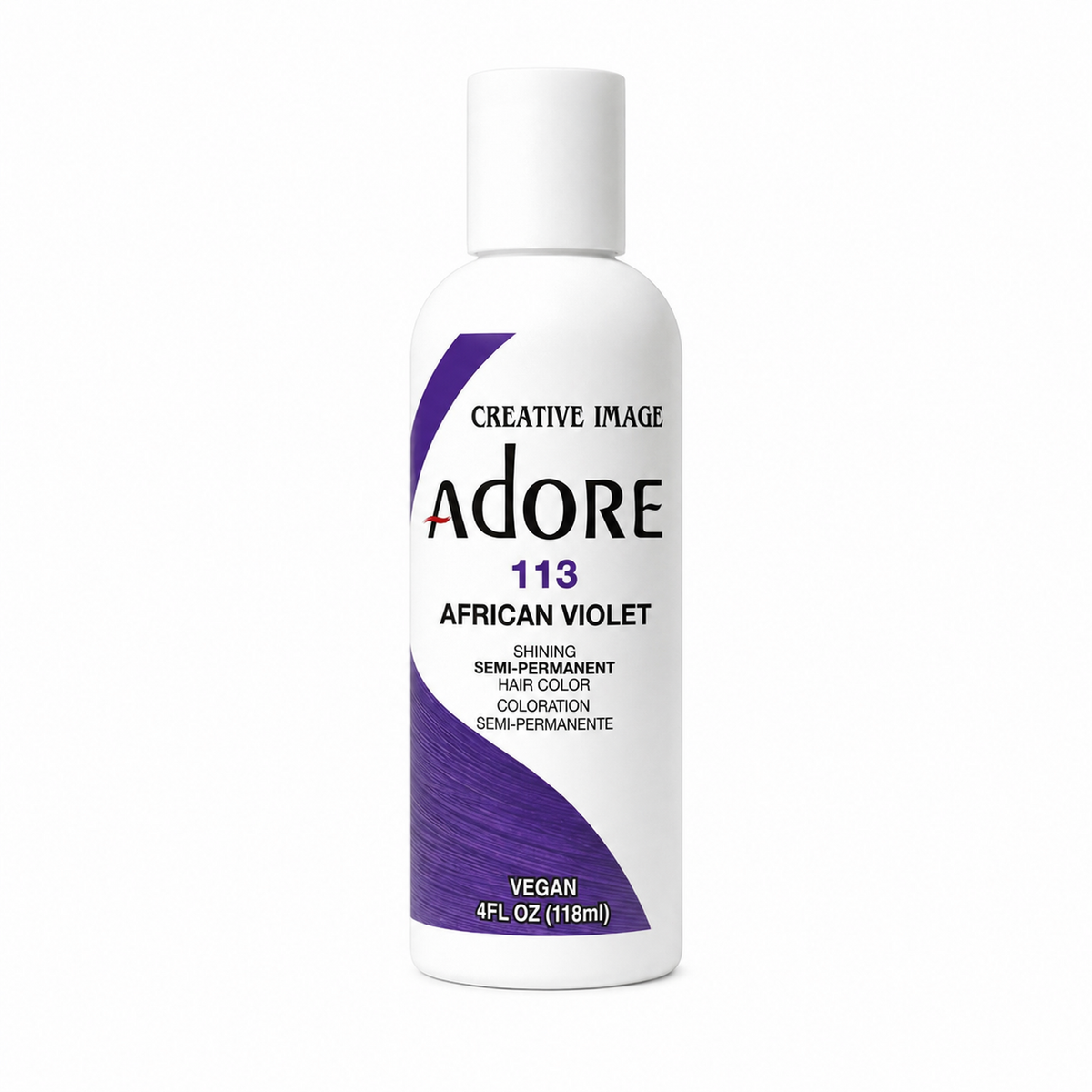 Adore 113 African Violet semi-permanent hair color 4 fl oz on white background