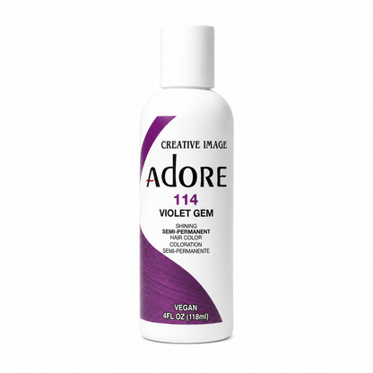Adore 114 Violet Gem semi-permanent hair color 4 fl oz on white background
