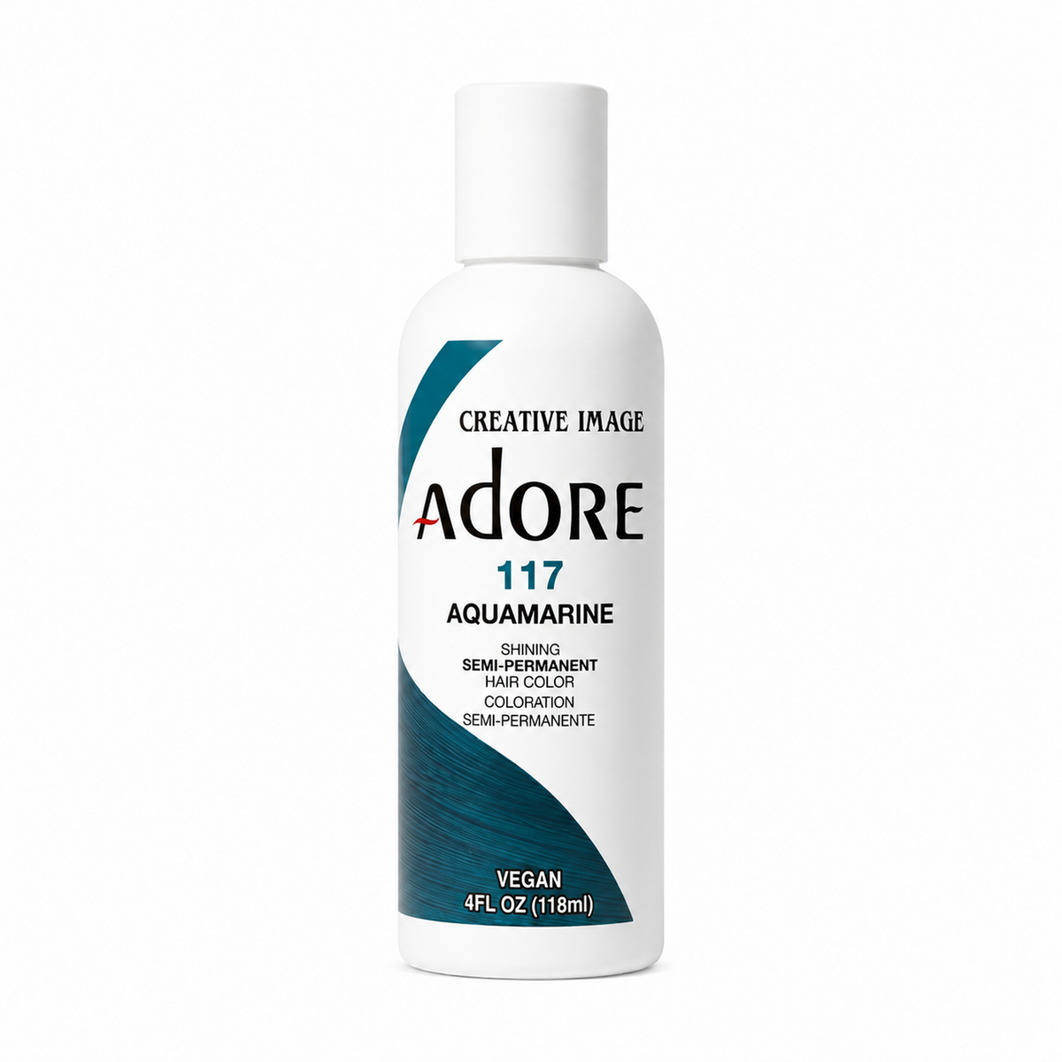 Adore 117 Aquamarine semi-permanent hair color 4 fl oz on white background