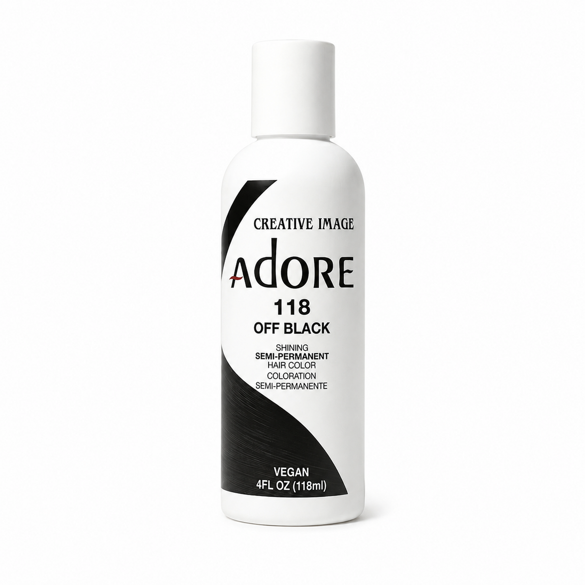 Adore 118 Off Black semi-permanent hair color 4 fl oz on white background