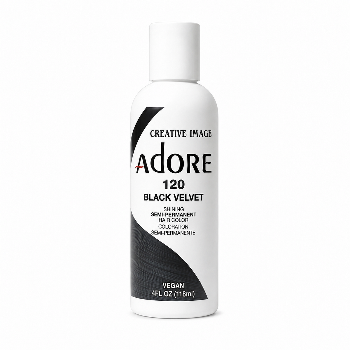 Adore 120 Black Velvet semi-permanent hair color 4 fl oz on white background