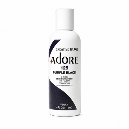 Adore 125 Purple Black semi-permanent hair color 4 fl oz on white background