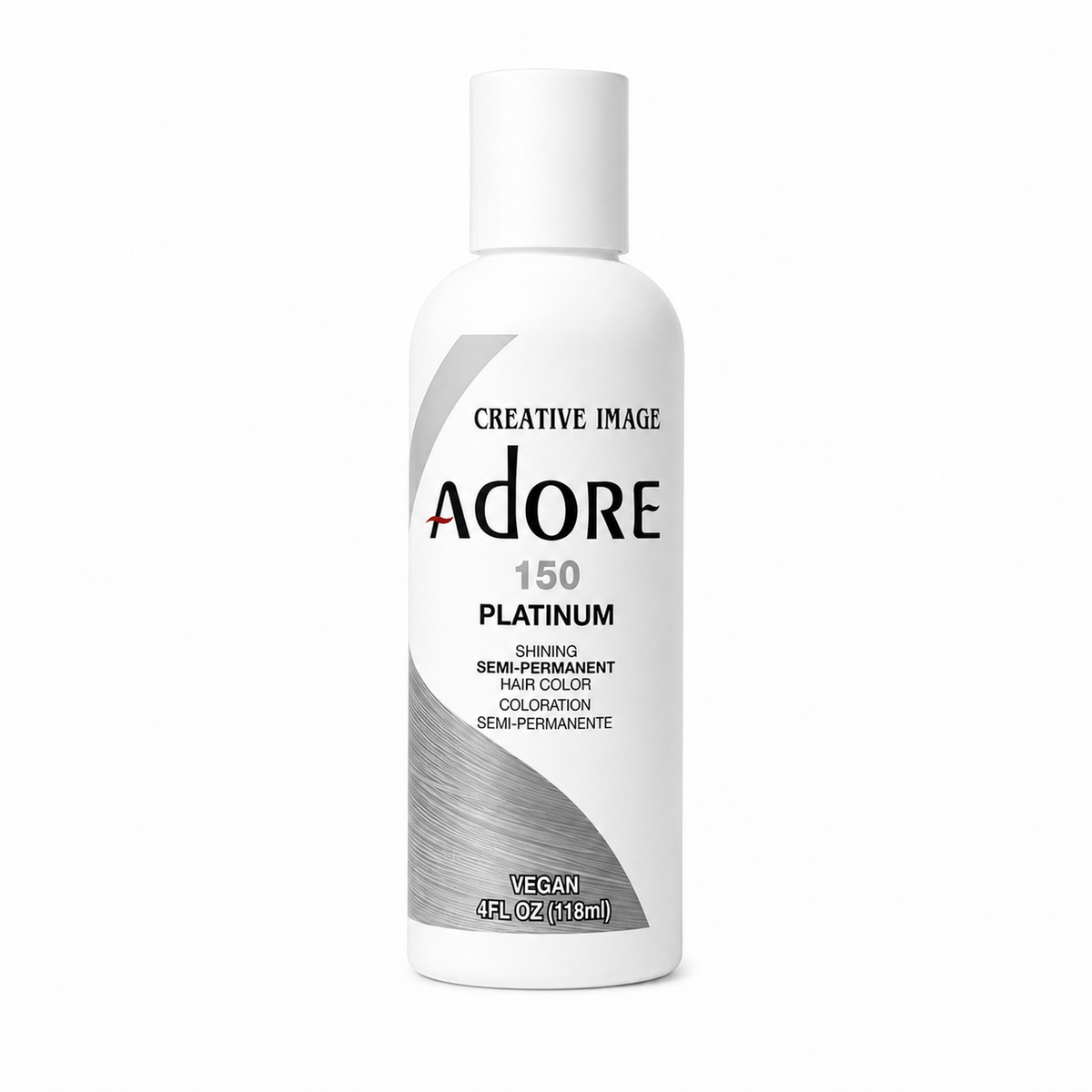 Adore #150 Platinum semi-permanent hair color 4 fl oz on white background