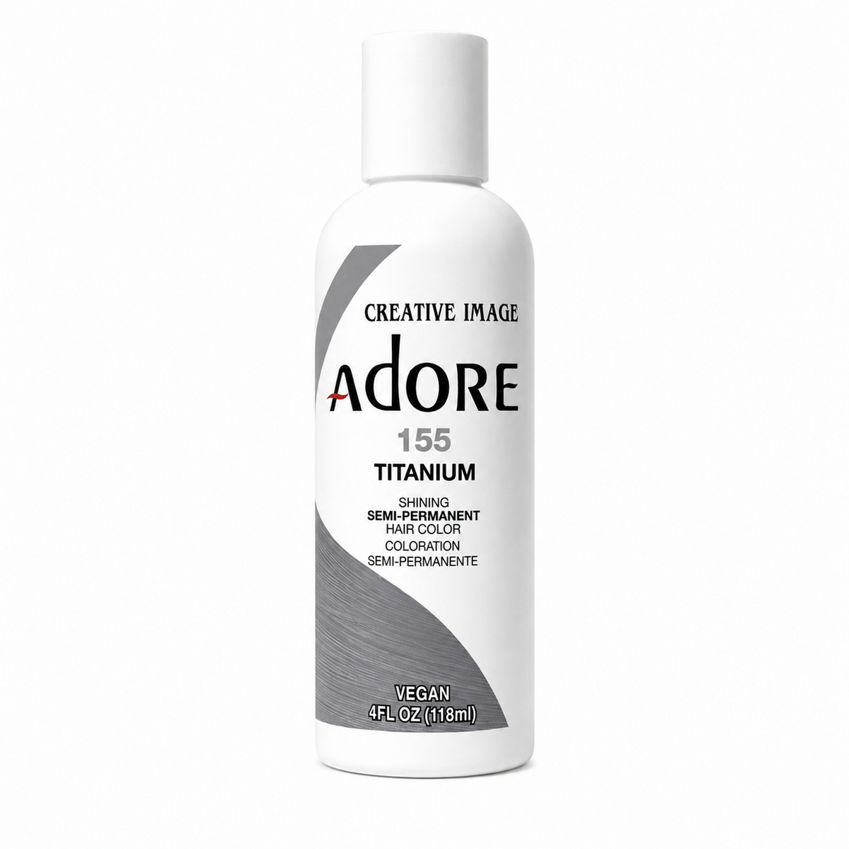 Adore #155 Titanium semi-permanent hair color 4 fl oz on white background