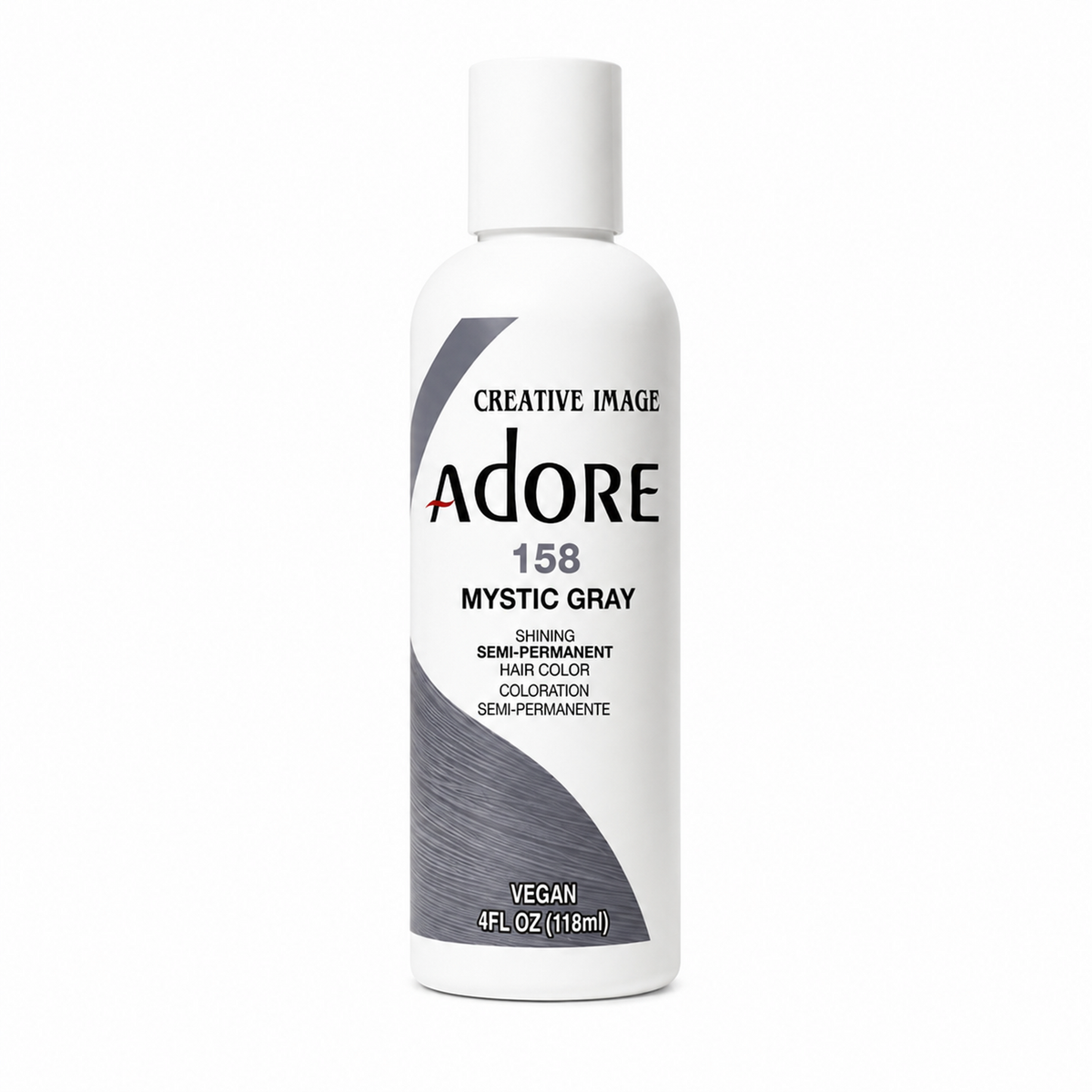 Adore #158 Mystic Gray semi-permanent hair color 4 fl oz on white background