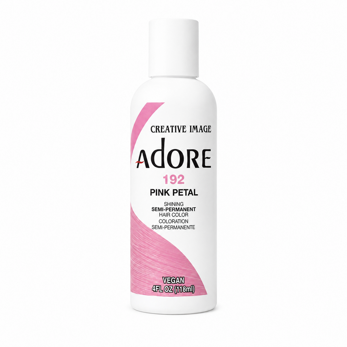 Adore #192 Pink Petal semi-permanent hair color 4 fl oz on white background