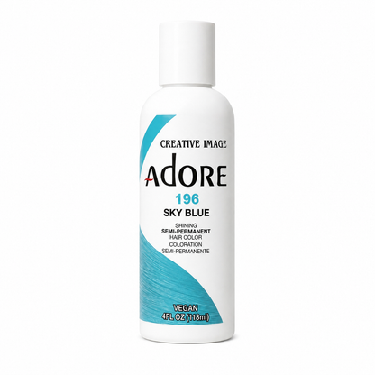Adore #196 Sky Blue semi-permanent hair color 4 fl oz on white background
