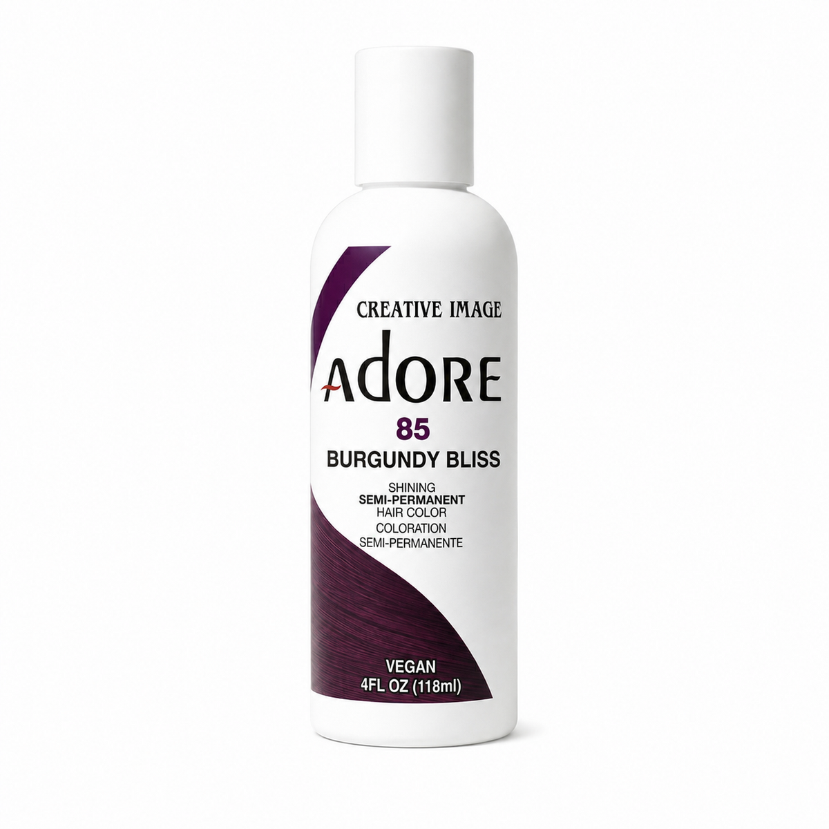 Adore #85 Burgundy Bliss semi-permanent hair color 4 fl oz on white background