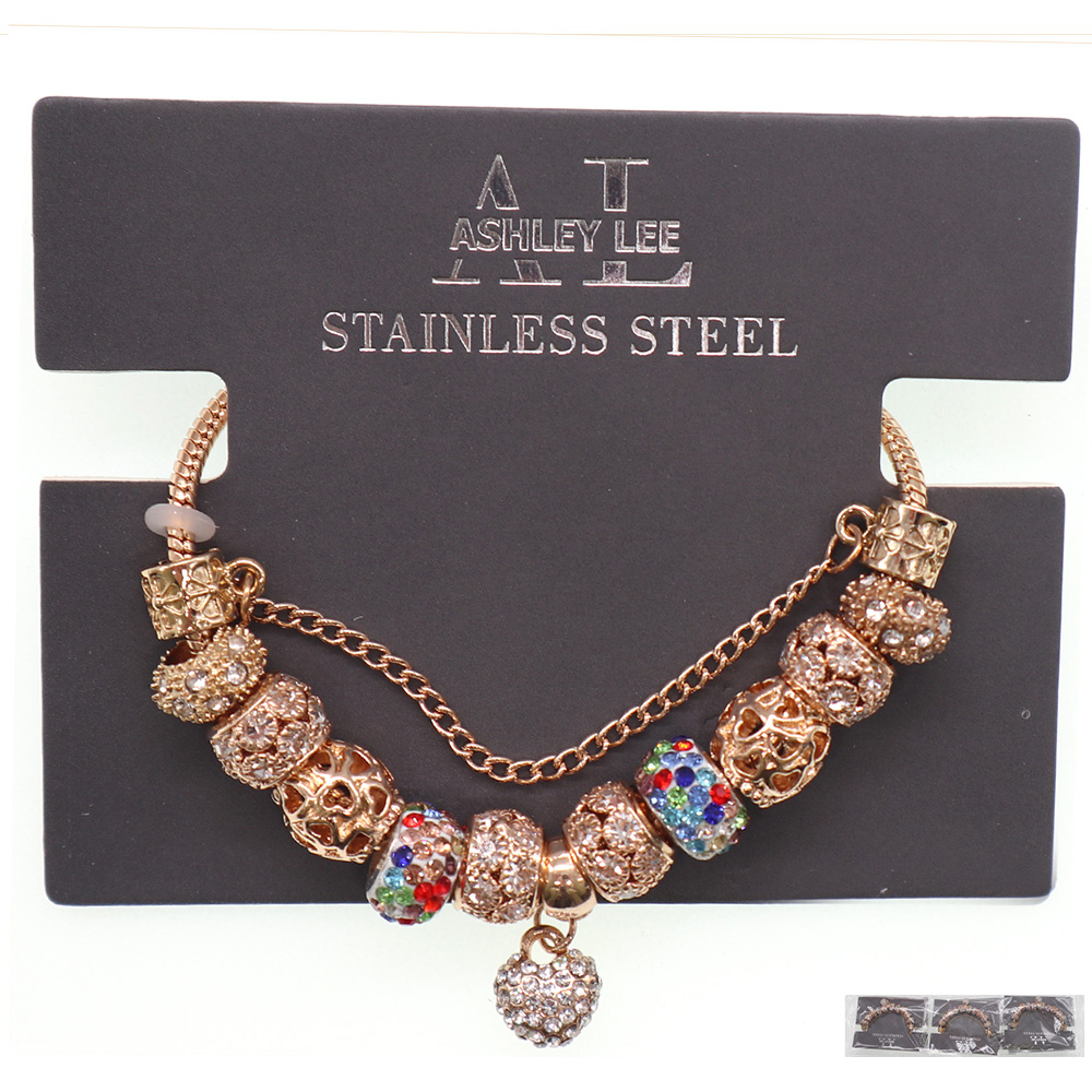 Pulsera de abalorios Ashley Lee - Acero inoxidable, diseños variados
