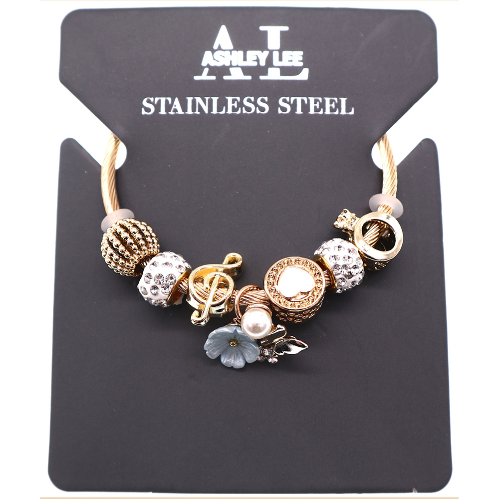 Pulsera de abalorios Ashley Lee - Acero inoxidable, diseños variados