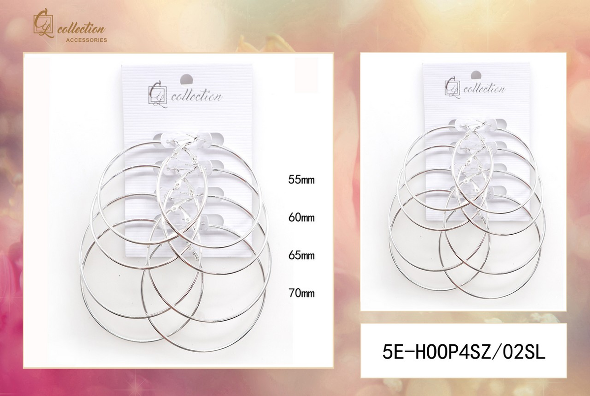 Set de aretes de aro tono plateado – Tamaños surtidos