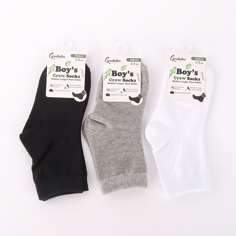 Boys' Crew Socks – Ages 1–3, Assorted, 1 Pair