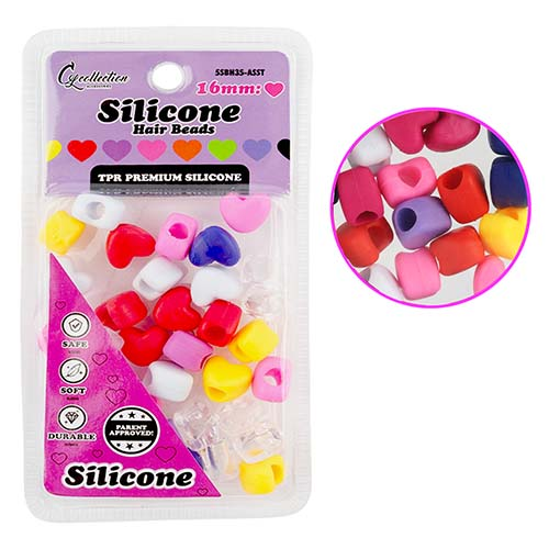 TPR Premium Silicone Beads – Heart-Shaped, 16 mm