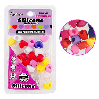 TPR Premium Silicone Beads – Heart-Shaped, 16 mm