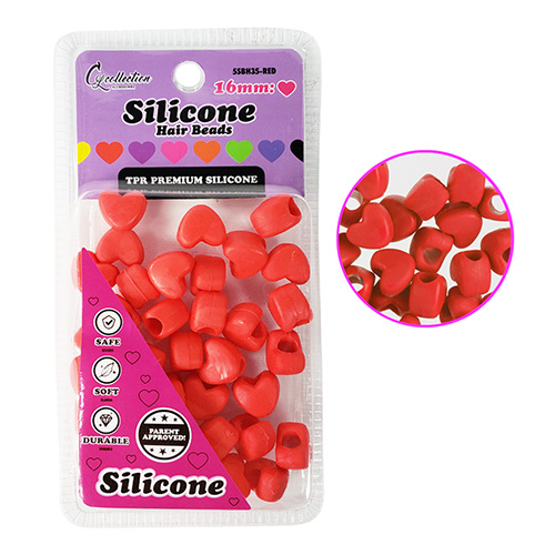 TPR Premium Silicone Beads – Heart-Shaped, 16 mm