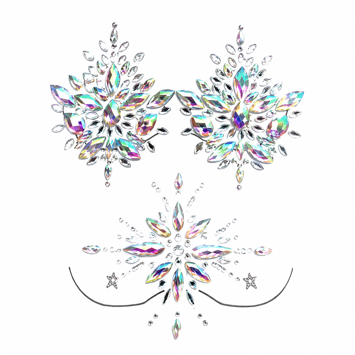 Iridescent floral face and body gem sticker