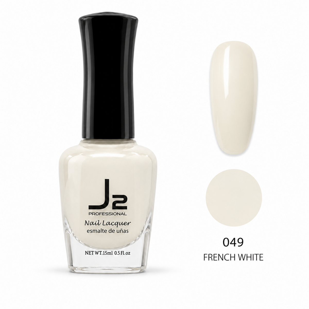 J2 Professional Nail Lacquer 049 French White – nail color swatch