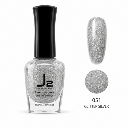 J2 Professional Nail Lacquer 051 Glitter Silver – nail color swatch