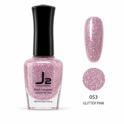 J2 Professional Nail Lacquer 053 Glitter Pink – nail color swatch