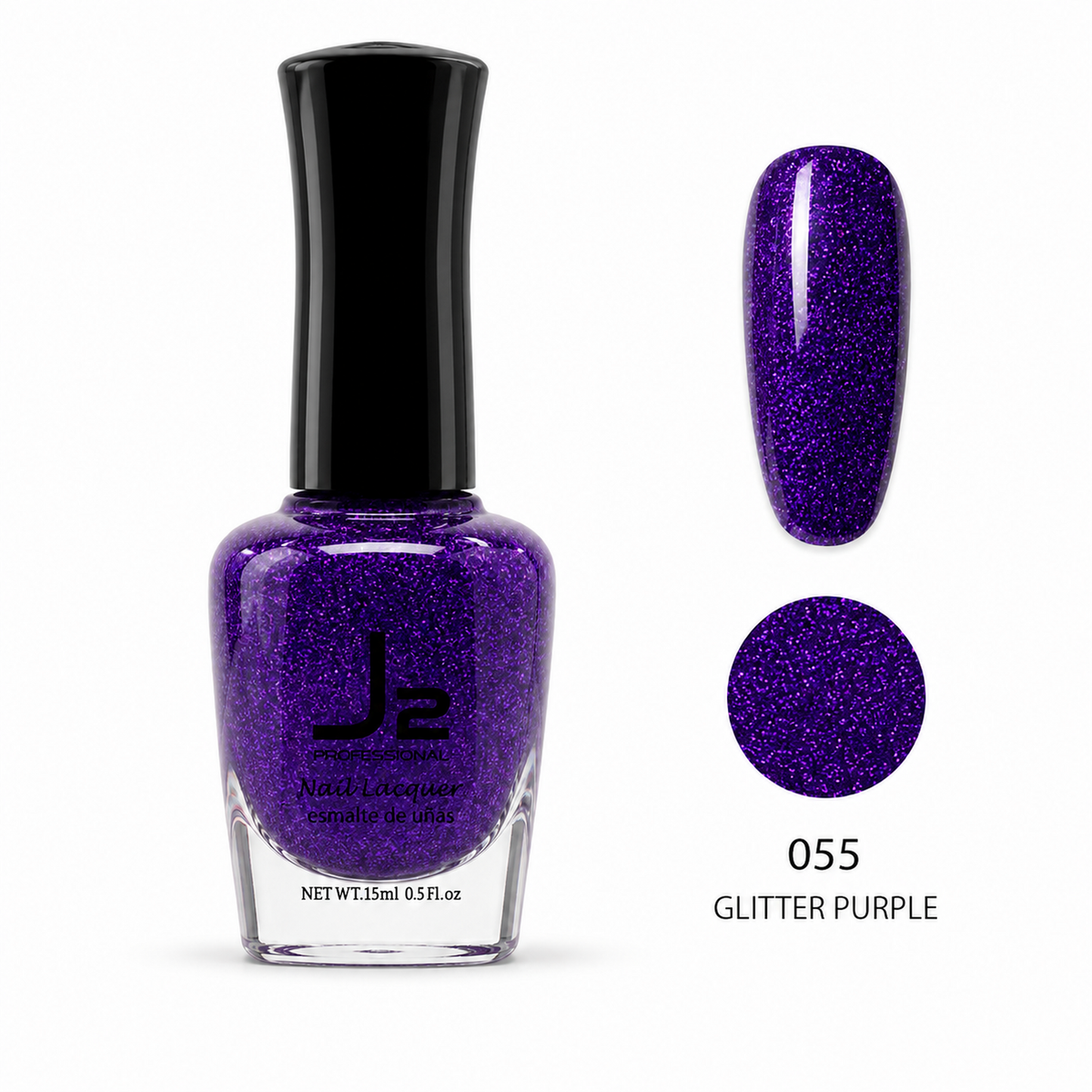 J2 Professional Nail Lacquer 055 Glitter Purple – nail color swatch