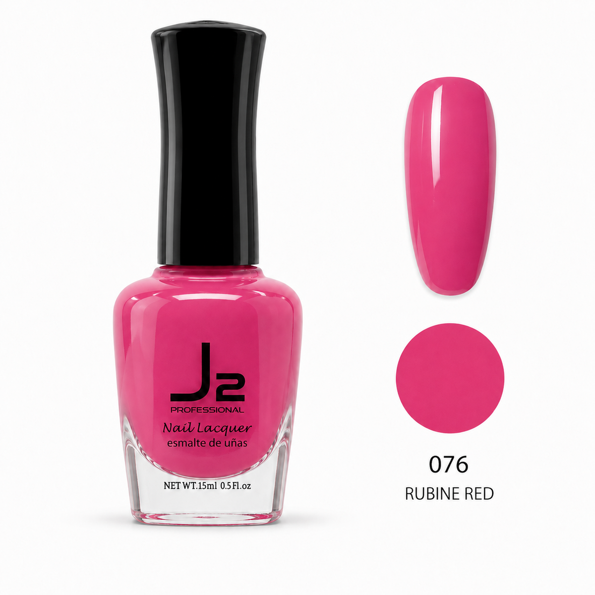 J2 Professional Nail Lacquer 076 Rubine Red – nail color swatch