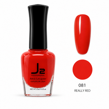 J2 Professional Nail Lacquer 081 Really Red – nail color swatch