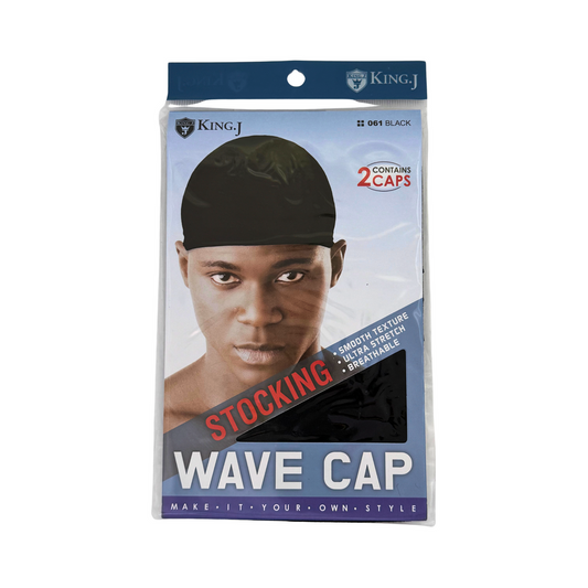 King.J Stocking Wave Cap 061 Black 2 Caps