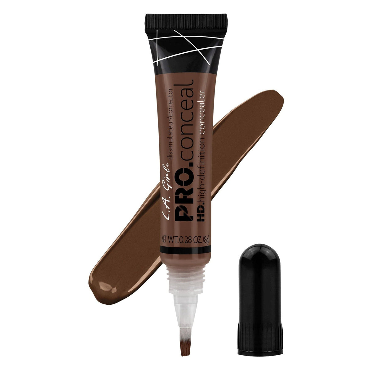 L.A. Girl HD Pro.Conceal Mahogany GC989 concealer tube with brush-tip applicator and shade swatch