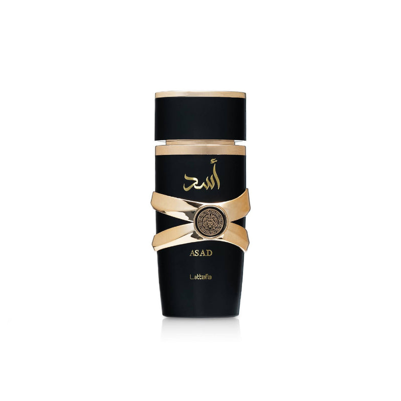 Lattafa Asad Eau de Parfum for Men 3.4 oz 100 mL bottle on white background