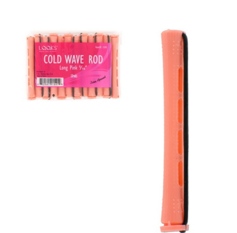 LQQKS Long Cold Wave Rods in pink, 12-piece set