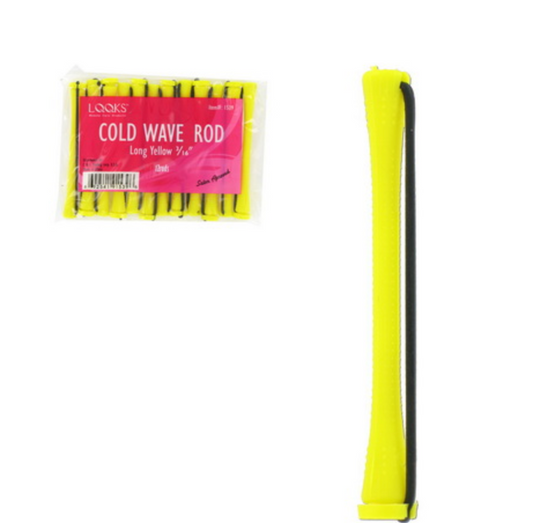 LQQKS Long Cold Wave Rods in yellow, 12-piece set