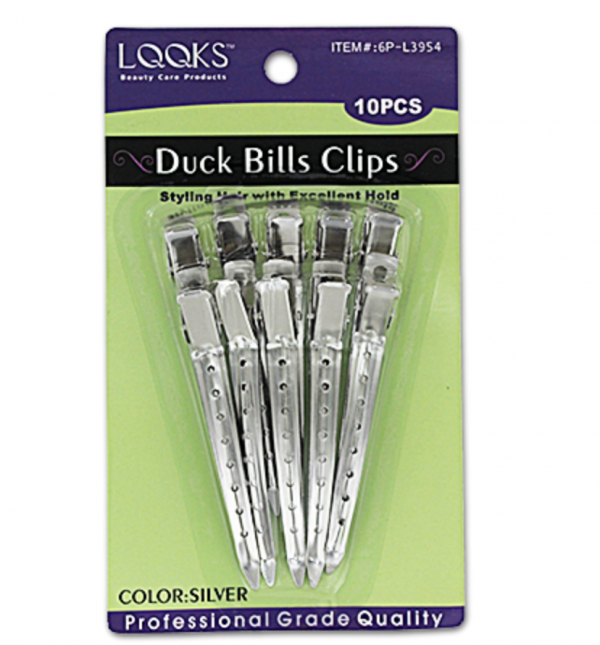 LQQKS Duck Bill Clips plateados 10 unidades