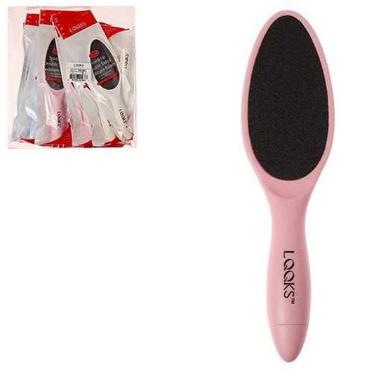 LQQKS teardrop double-sided pedicure board with pink handle, model 3PB-3852