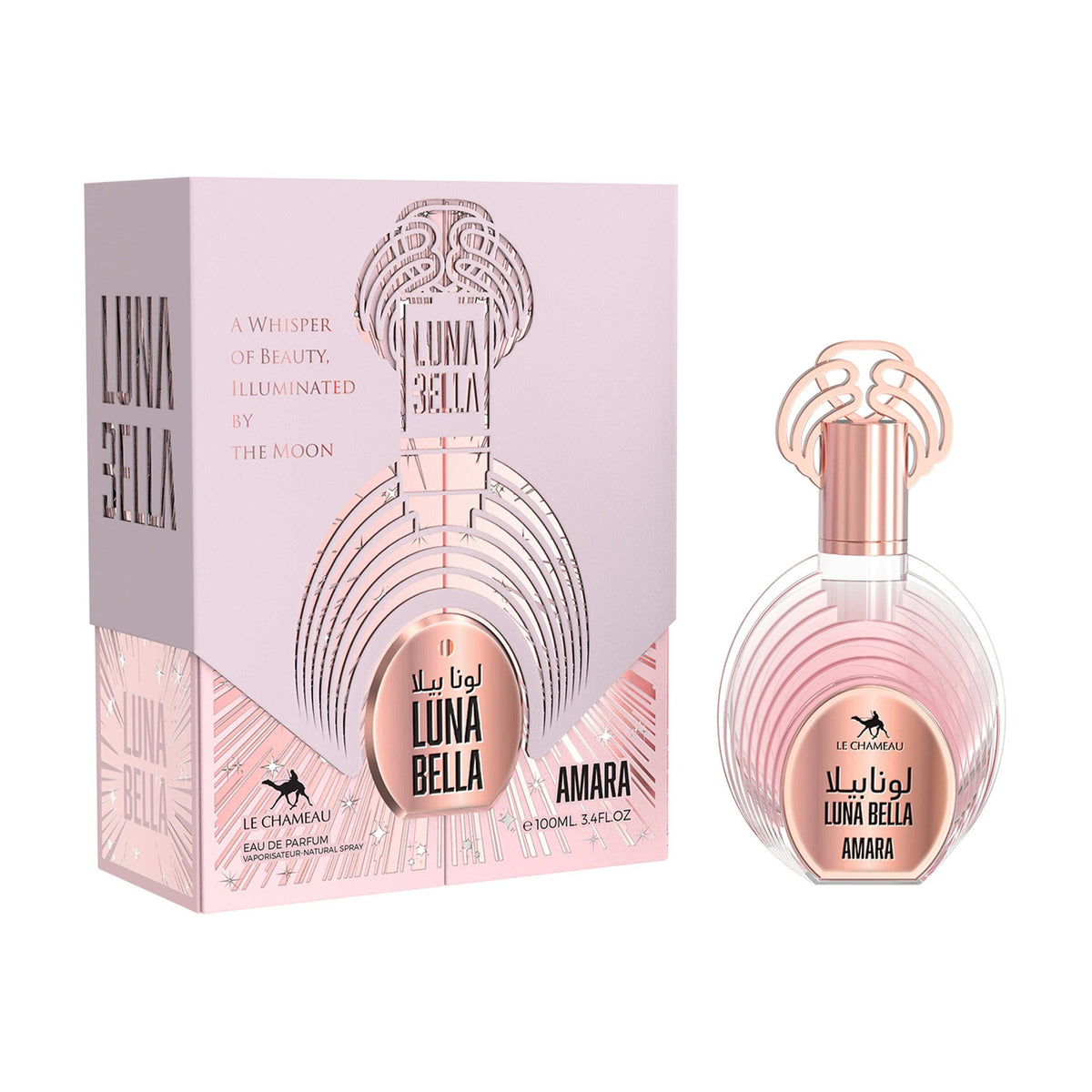 Le Chameau Luna Bella Amara Eau de Parfum for Women – 3.4 oz / 100 mL bottle on white background
