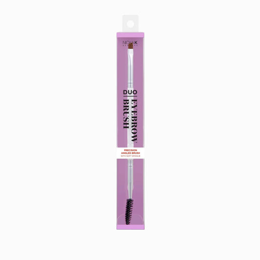 Nicka K Duo Eyebrow Brush with precision angled brush and soft spoolie, model TBEB01