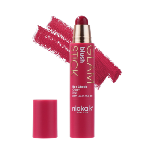 Nicka K Glamstick Blush FMGS02 Dusty Rose with shade swatch on white background
