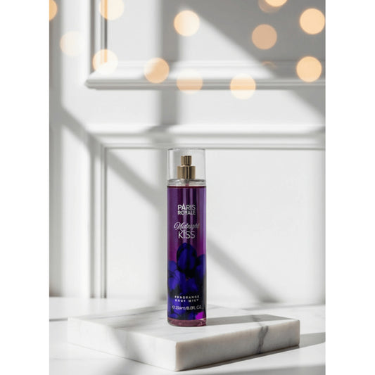 Paris Royale Midnight Kiss fragrance body mist 236 mL bottle on white background