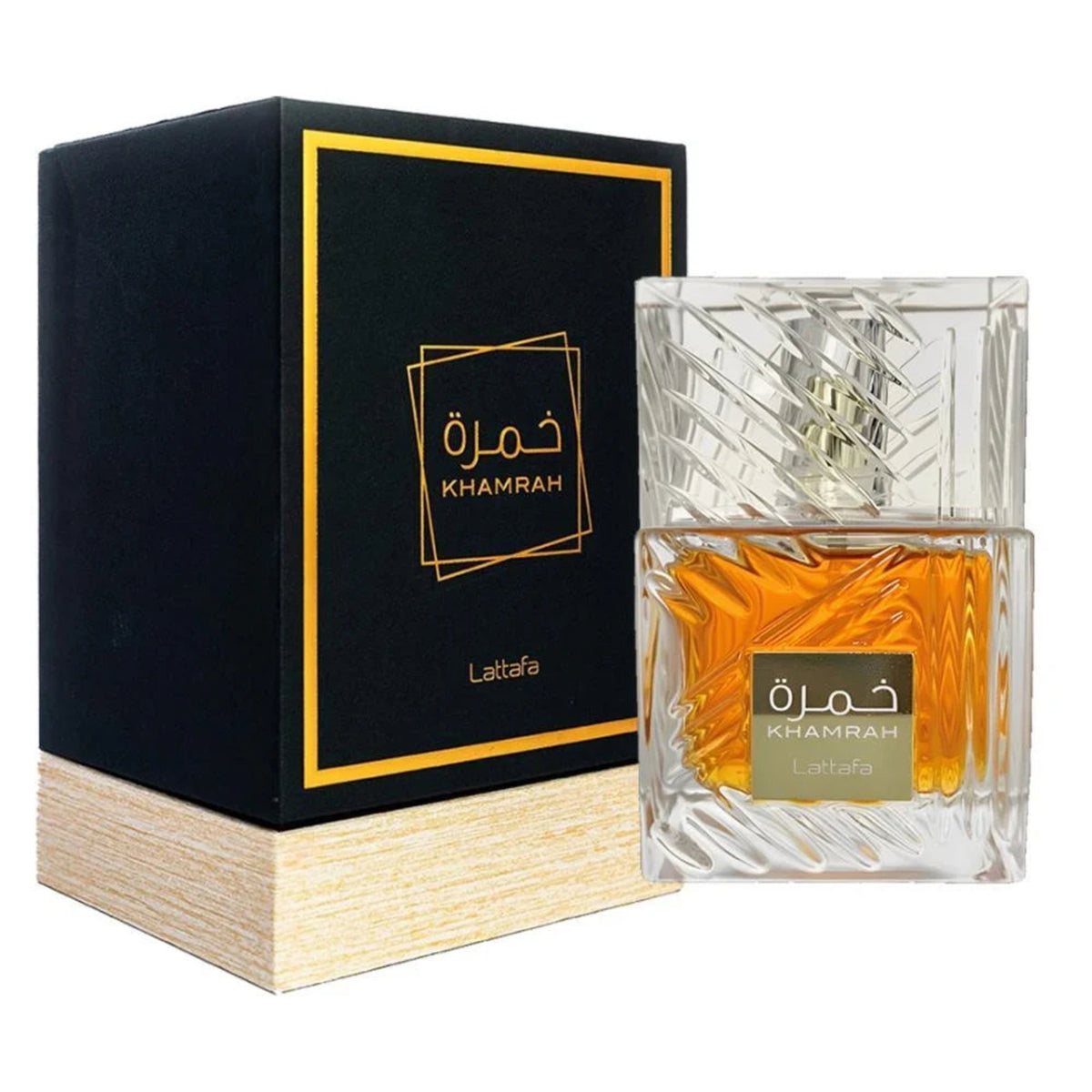 Lattafa Khamrah Eau de Parfum 3.4 oz 100 mL bottle and box