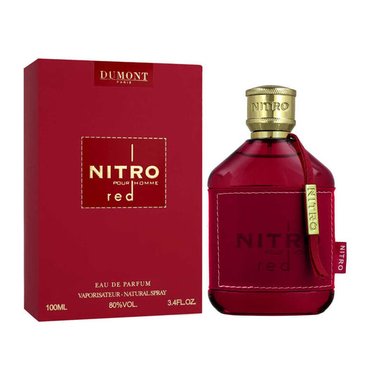 Dumont Nitro Red Eau de Parfum for Men 3.4 oz 100 mL bottle and box