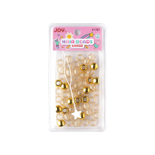 Gold glitter and metallic plastic hair beads