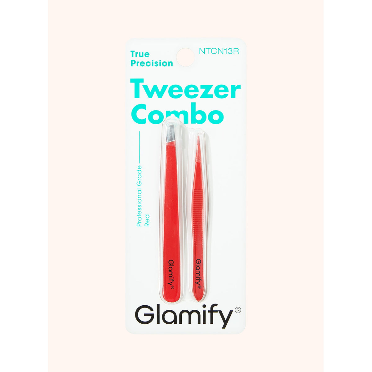 Glamify Red True Precision Tweezer Combo (NTCN13R) — exact front packshot