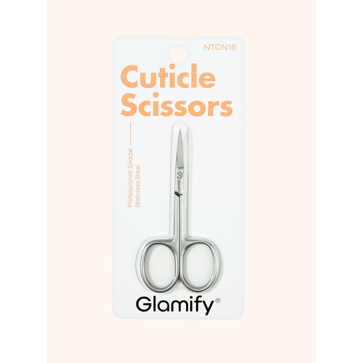 Glamify Stainless Steel Cuticle Scissors (NTCN16) — exact front packshot