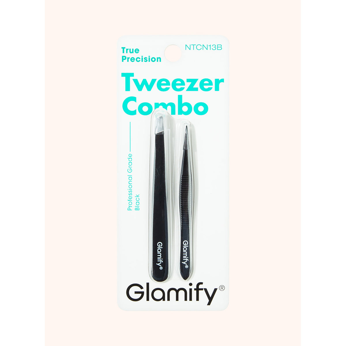 Glamify Black True Precision Tweezer Combo (NTCN13B) — exact front packshot