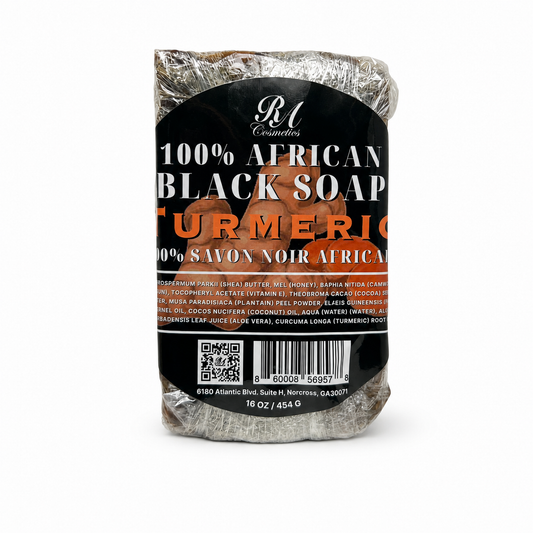 RA Cosmetics 100% African Black Soap with Turmeric 16 oz bar