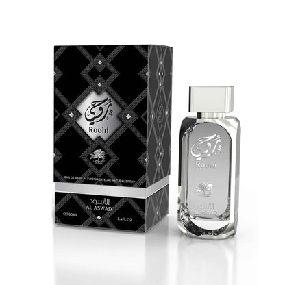 Al Fares Roohi Al Aswad Eau de Parfum for Men – 3.4 oz / 100 mL bottle on white background