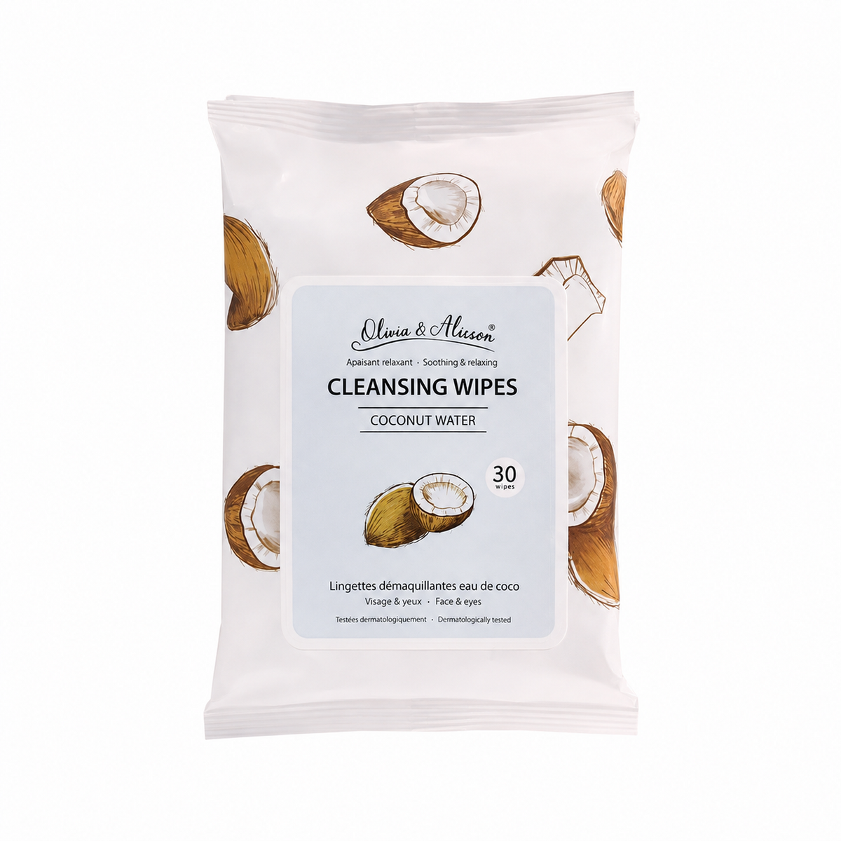 SHE Olivia & Allison Coconut Water Cleansing Wipes 30 Count product image