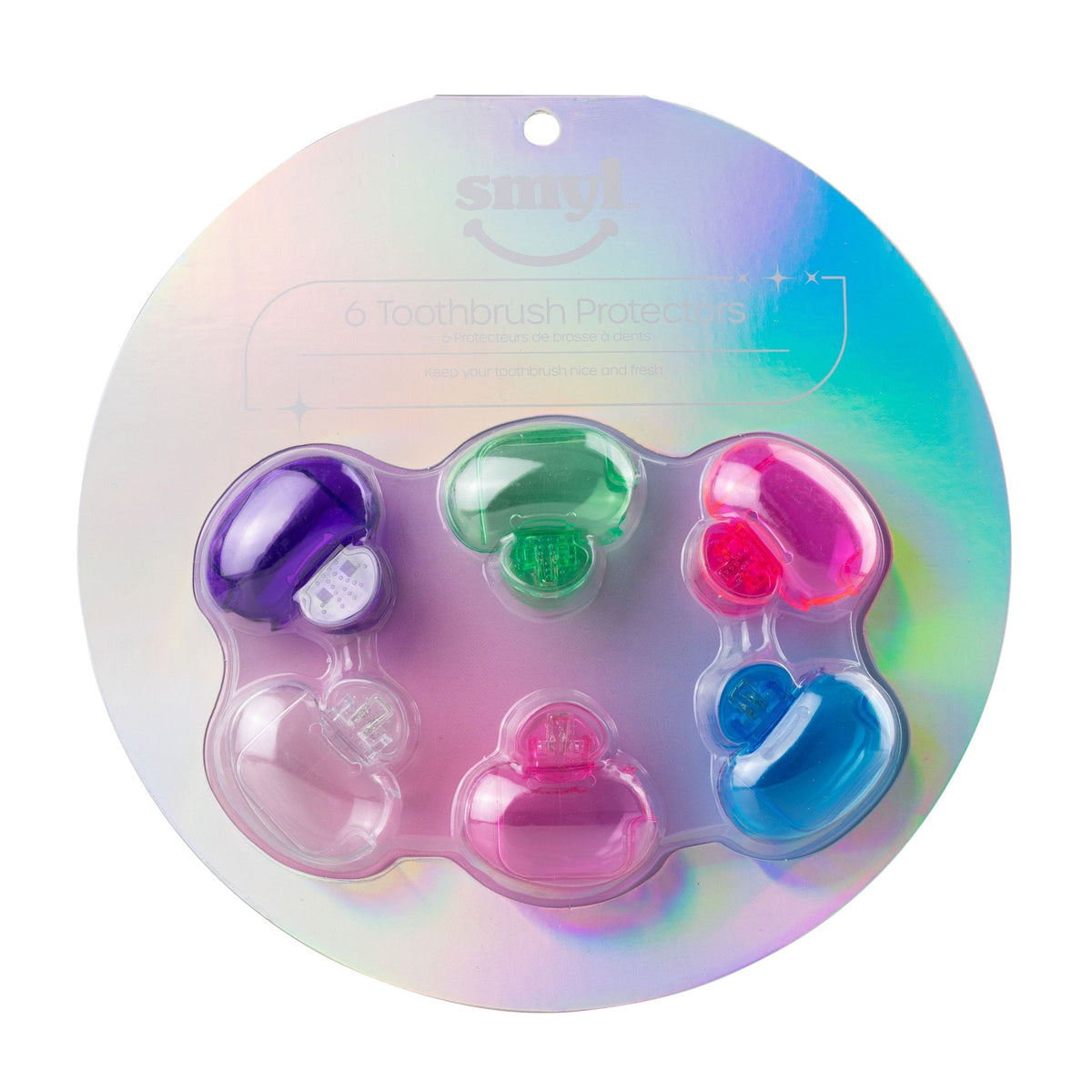 SMYL Rainbow Gradient toothbrush protectors 6 pack, UPC 840272806371